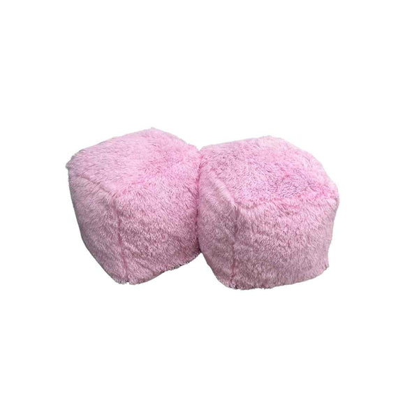 CHILD'S PINK FLUFFY CUBE SEAT