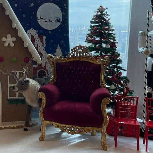 DARK RED SANTA THRONE