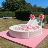 8FT ROUND BALL PIT WITH DOUBLE WHITE SLIDES
