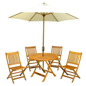 Wooden Table & Chair Set with Parasol