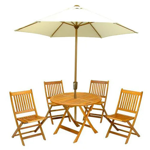 Wooden Table & Chair Set with Parasol