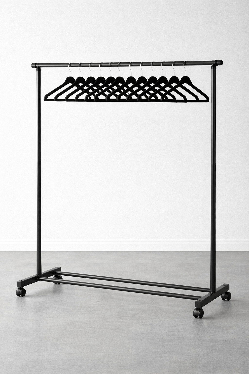 BLACK CLOTHES RAIL & HANGERS