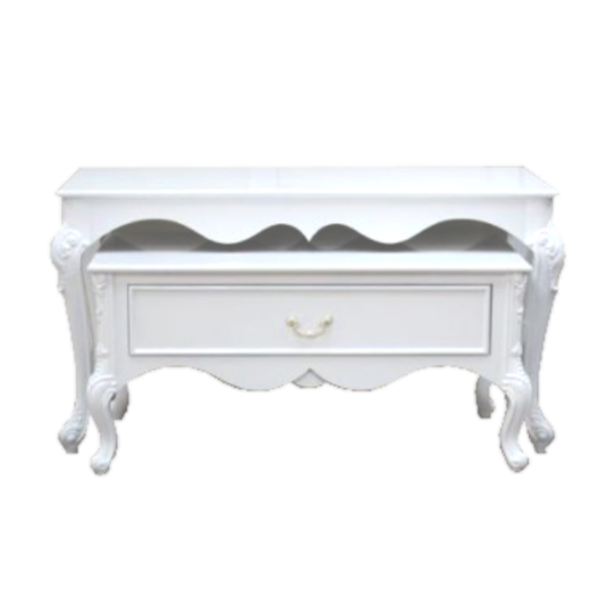SET OF ORNAMENTAL WHITE TABLES