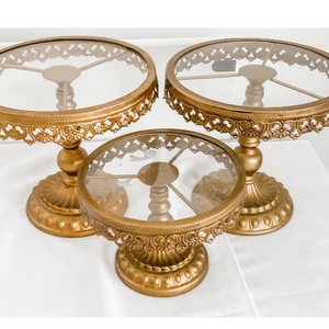 GOLD/BRONZE CAKE STANDS - SET OF 3