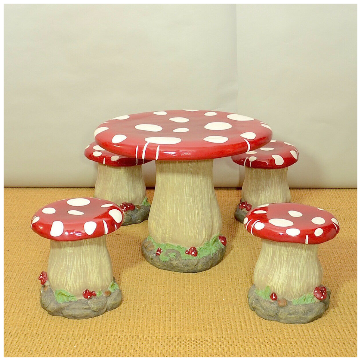 Toad Stool Bench TOADSTOOL TABLE AND 4 STOOLS – littlepartyhireuk