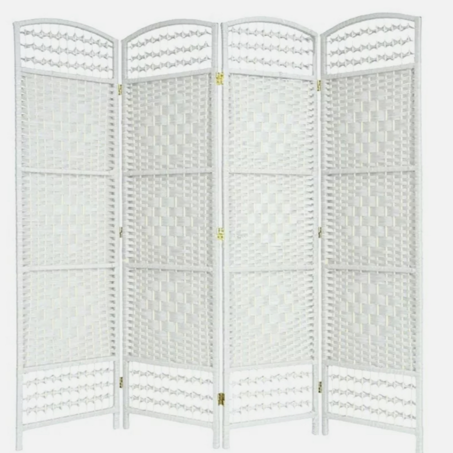 WHITE WICKER 4 PANEL ROOM DIVIDER