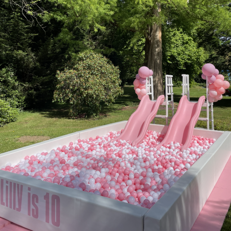 PINK LARGE BALL PIT WITH TWO SLIDES