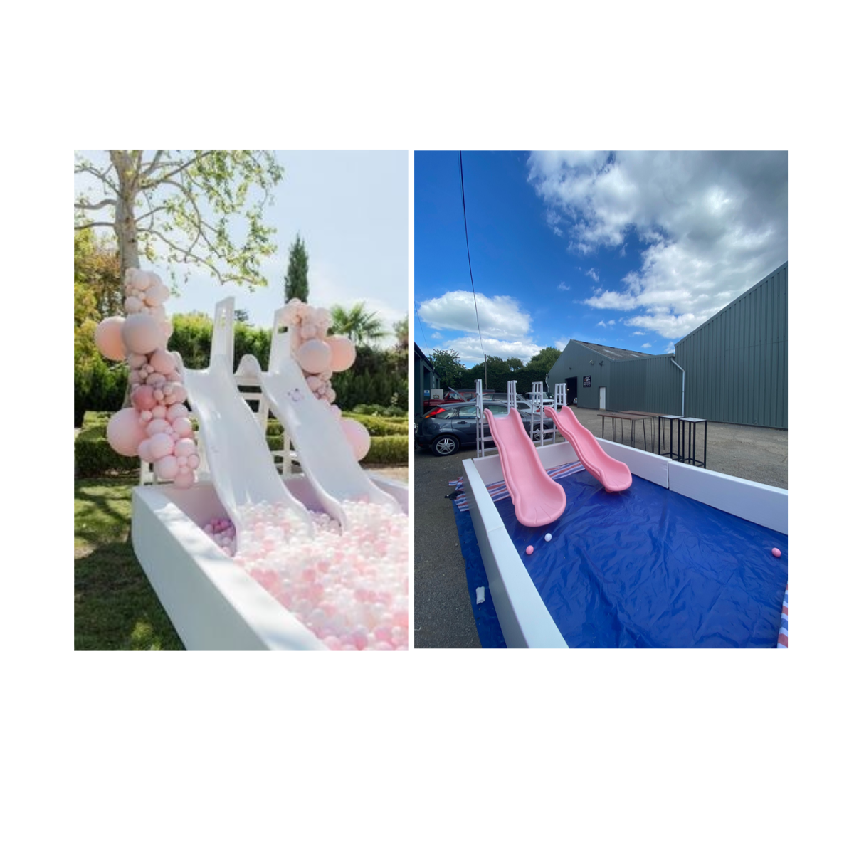 PINK LARGE BALL PIT WITH TWO SLIDES