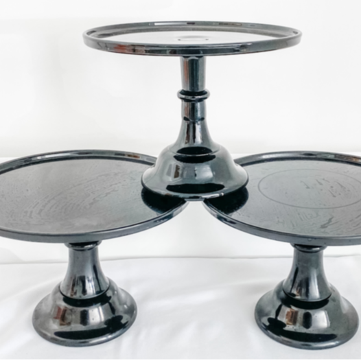 BLACK CAKE STANDS - SET OF 3