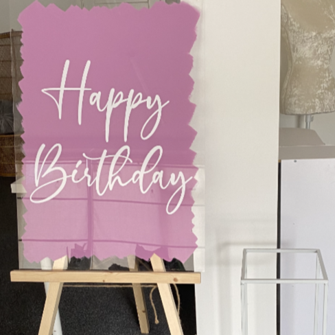 PINK ACRYLIC HAPPY BIRTHDAY SIGN